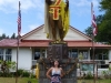 Maile at the K. Kamehameha Statue in Kapaau.